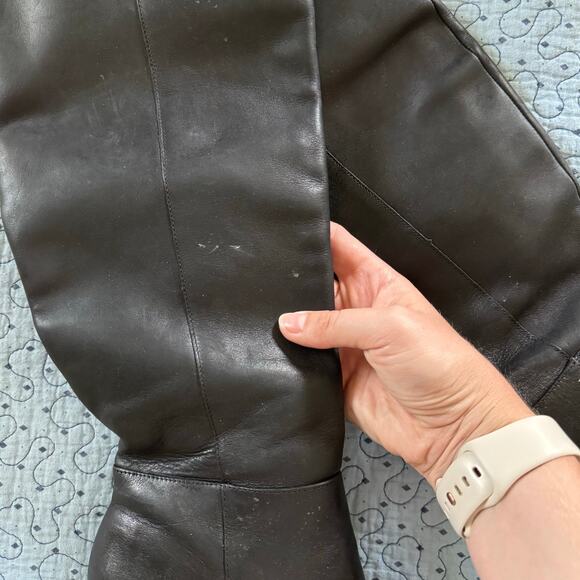 SCHUTZ Mikki Block Over The Knee Boots Black Leather Size 7 Comfort Pointed Toe - Picture 4 of 10
